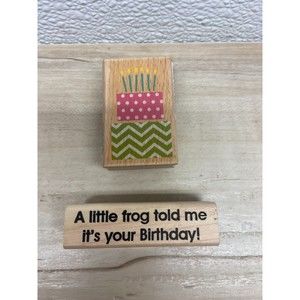 Mixed Brands Birthday Set Of 2 Wood Mounted Rubber Stamps